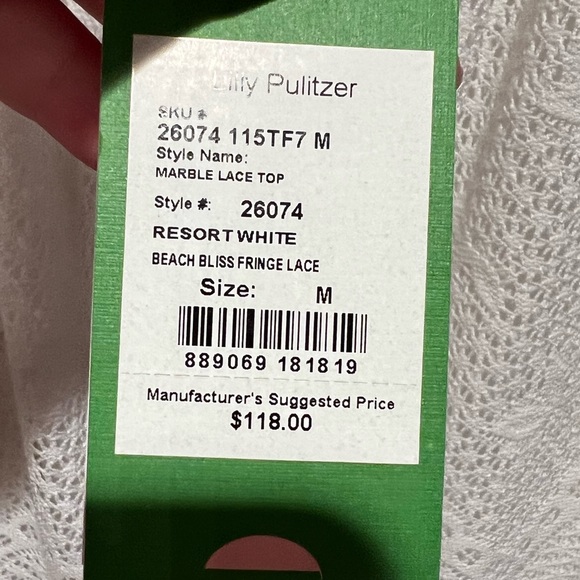 Lilly Pulitzer NWT white lace top - Picture 3 of 4